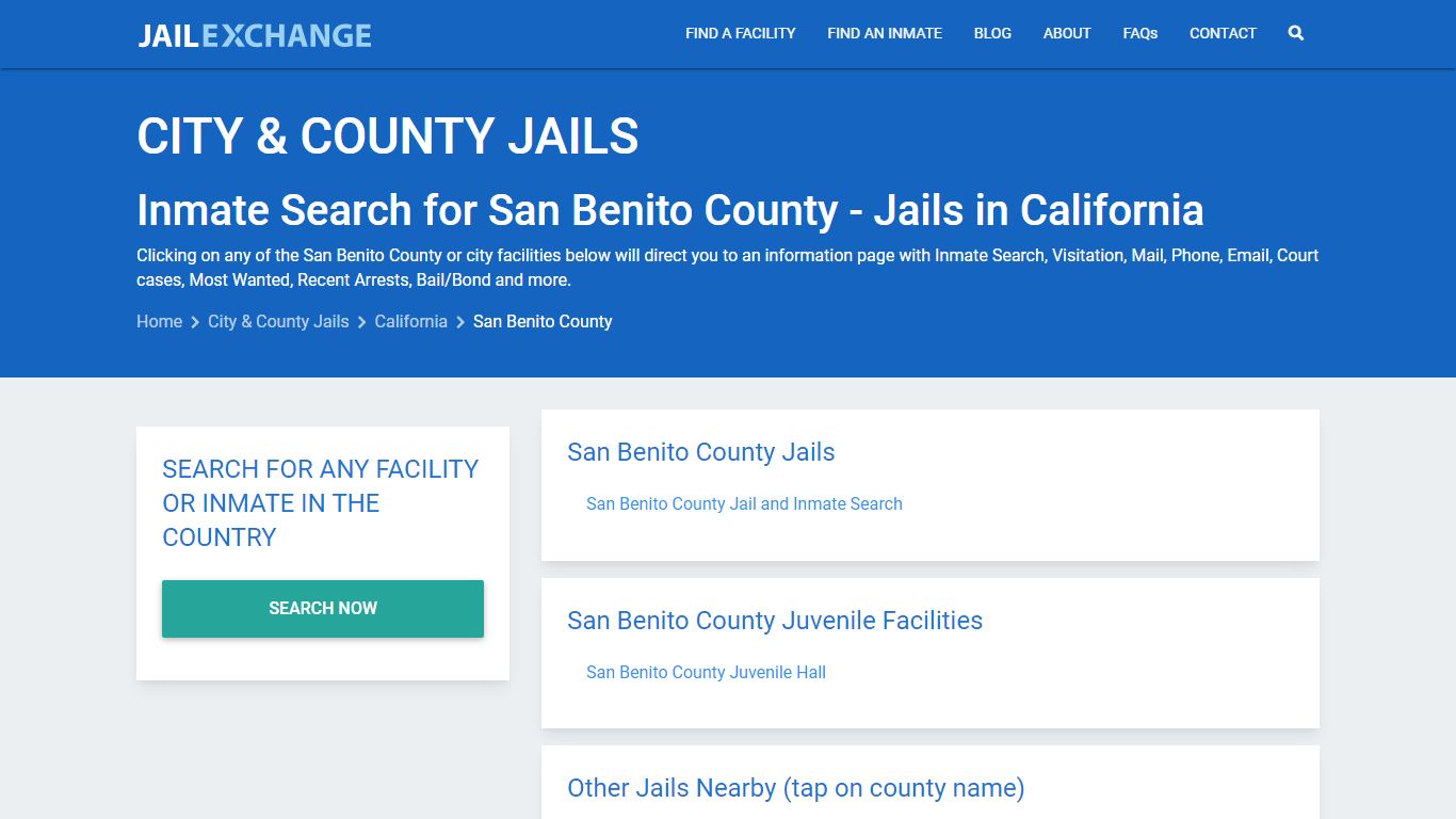 Inmate Search for San Benito County | Jails in California - Jail Exchange